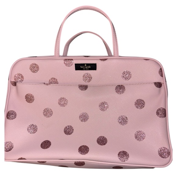 kate spade Handbags - Kate Spade Pink Glitter Polka Dot Cosmetic Bag